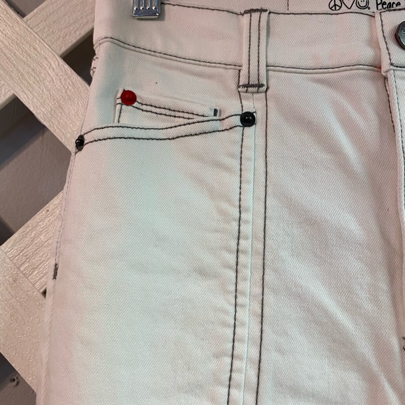 Peace Love World White Wash High Front Slit Jeans Seaming Detail White Wash Sz 0 - Picture 6 of 10